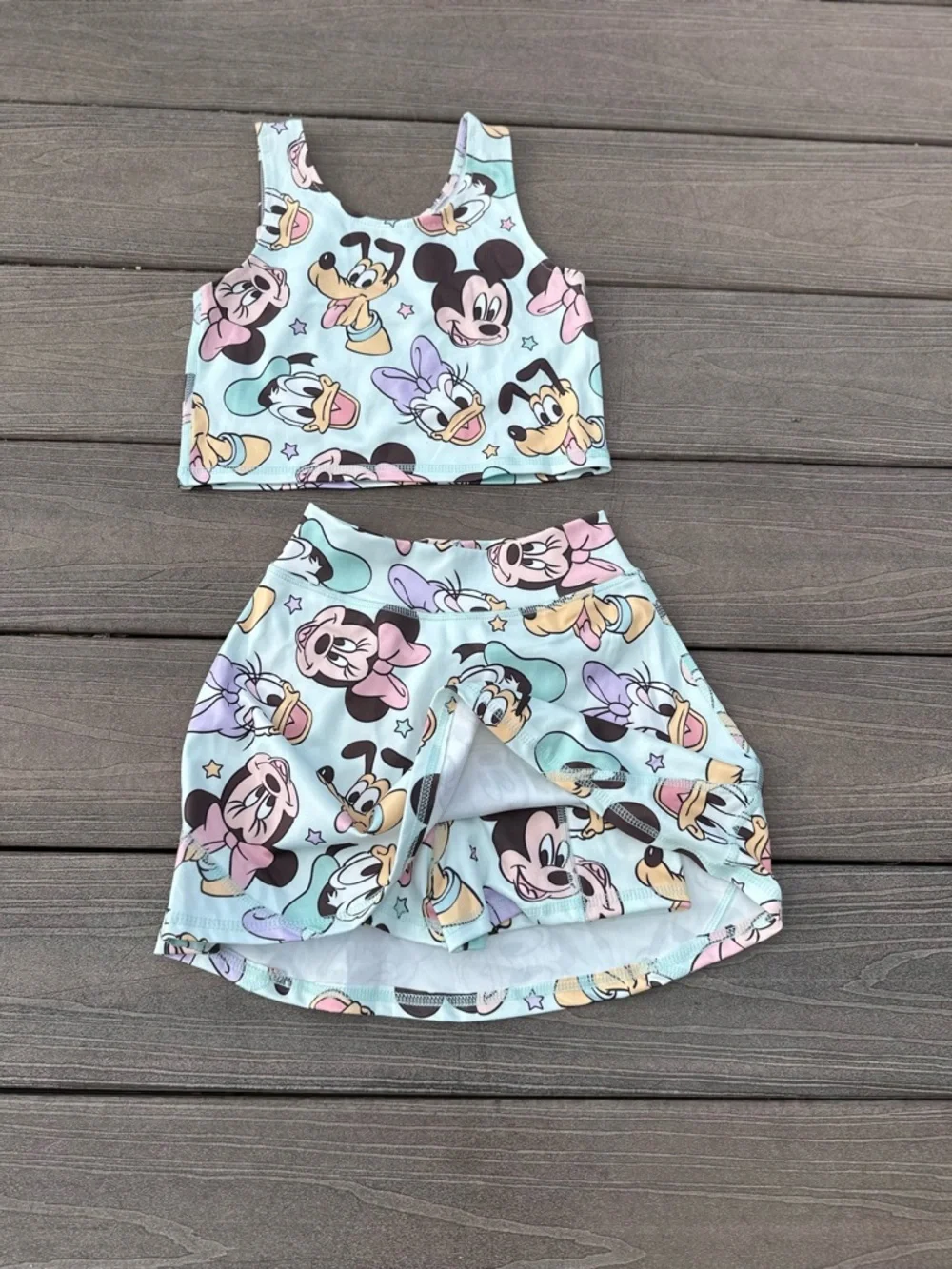 Pastel Mint Disney Character Two-Piece Skort Set